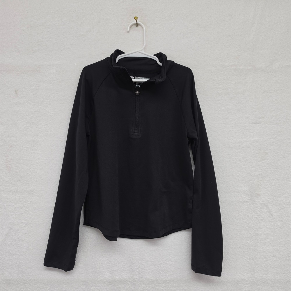 Athletic Works Black Quarter Zip Pullover Long Sleeve Top Size S 6-6X